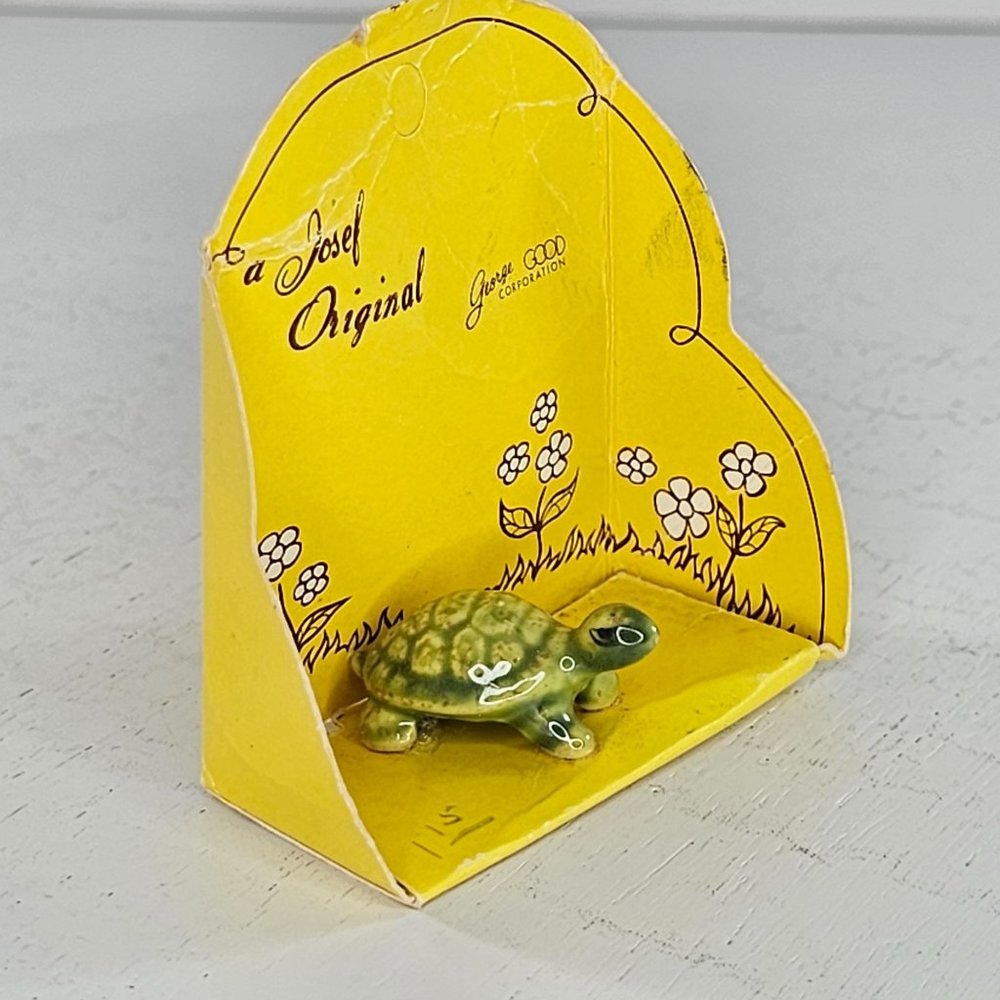 Vintage Josef Originals George Turtle Standing Miniature Figurine In Package
